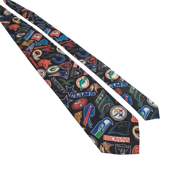 NFL Team Logos Ralph Marlin Men Tie Polyester Sports Fan Football Logo Vintage - Picture 1 of 5